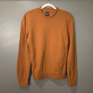 Gap Men's Crewneck Pullover Knit Sweater Cotton & Wool, Size M, Orange